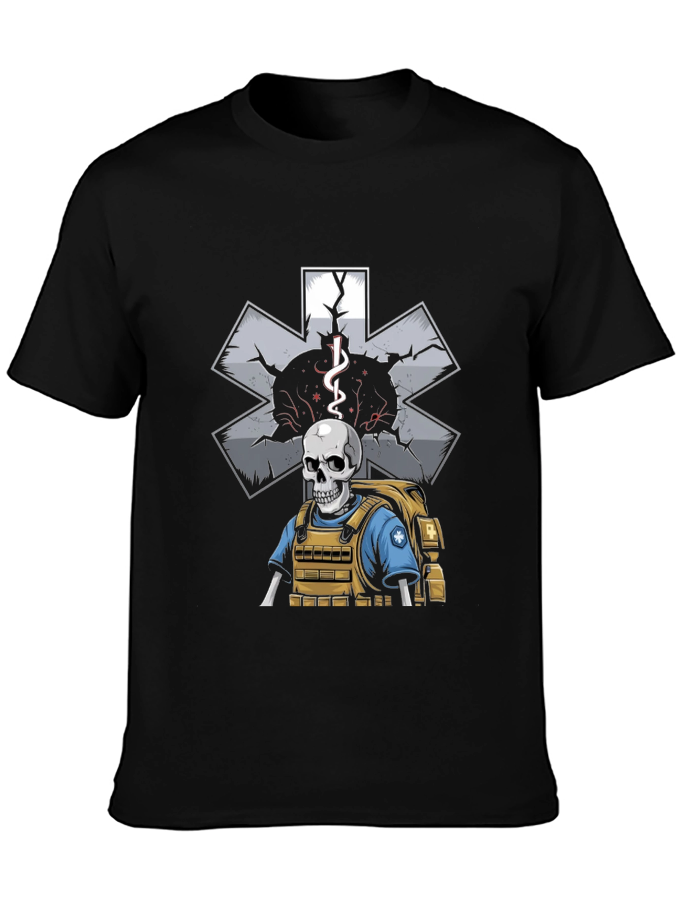 Skeleton EMT T-Shirt: Medical Star of Life Graphic Tee