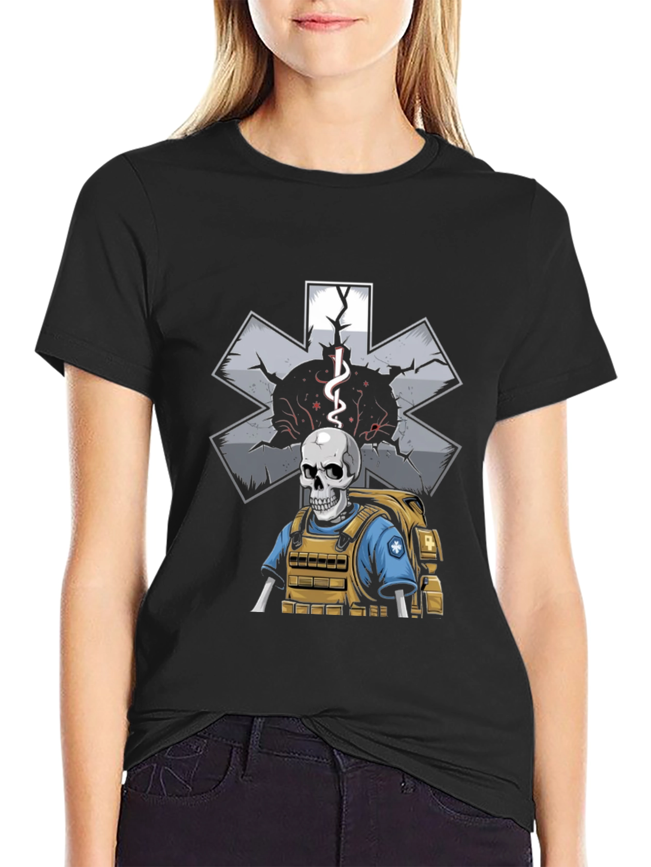 Skeleton EMT T-Shirt: Medical Star of Life Graphic Tee