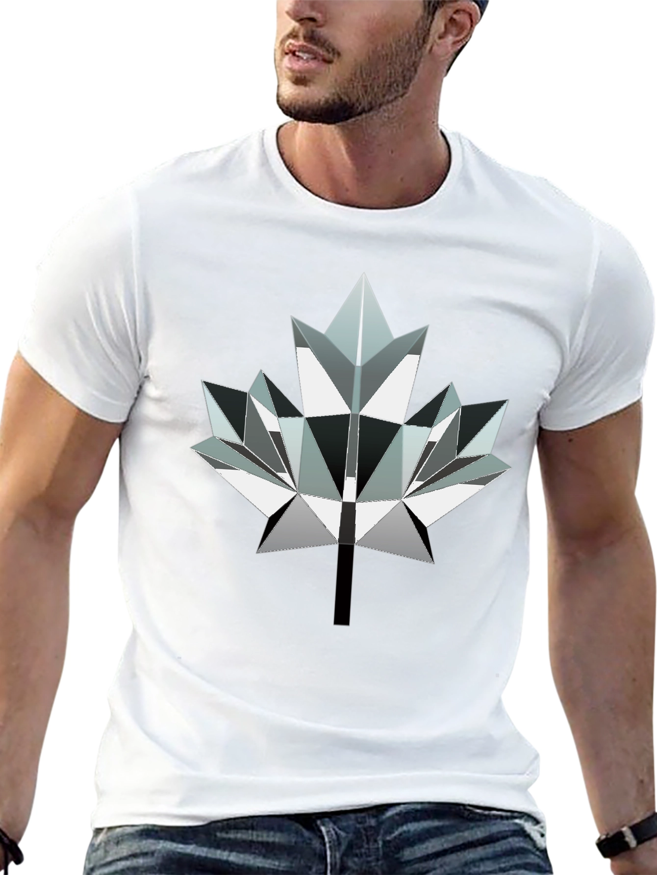 Geometric Maple Leaf Graphic Tee - Modern Canada Style