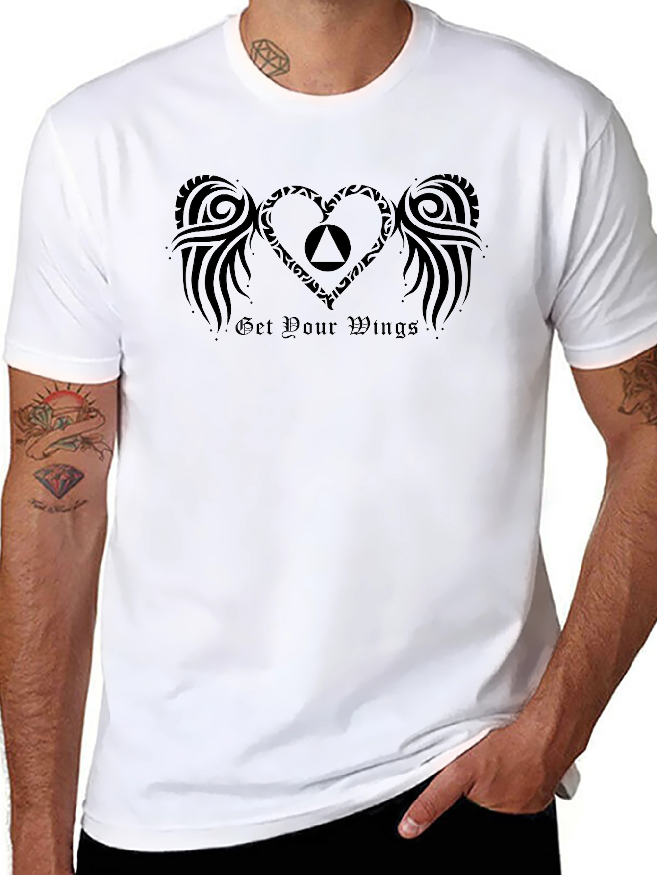 Tribal Heart Wings Graphic T-Shirt