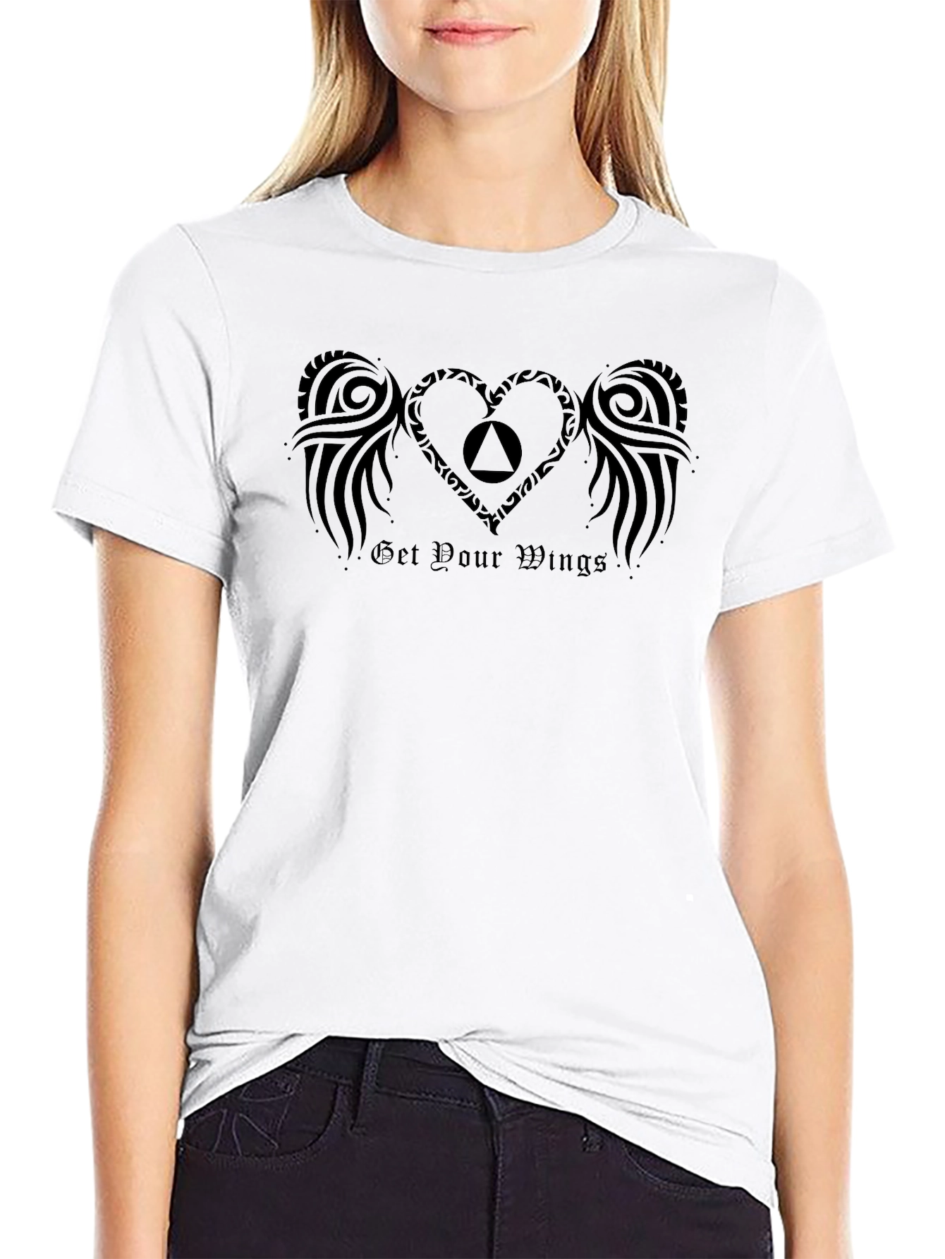 Tribal Heart Wings Graphic T-Shirt