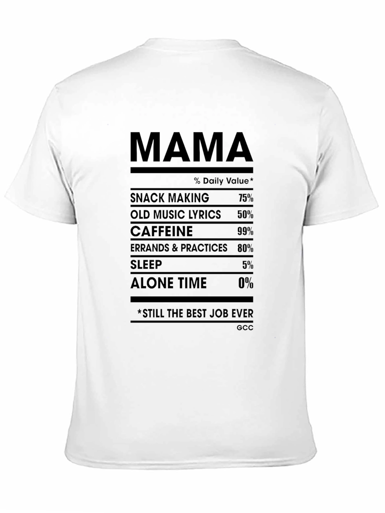 Mama Nutrition Facts Funny Mothers Day T-Shirt