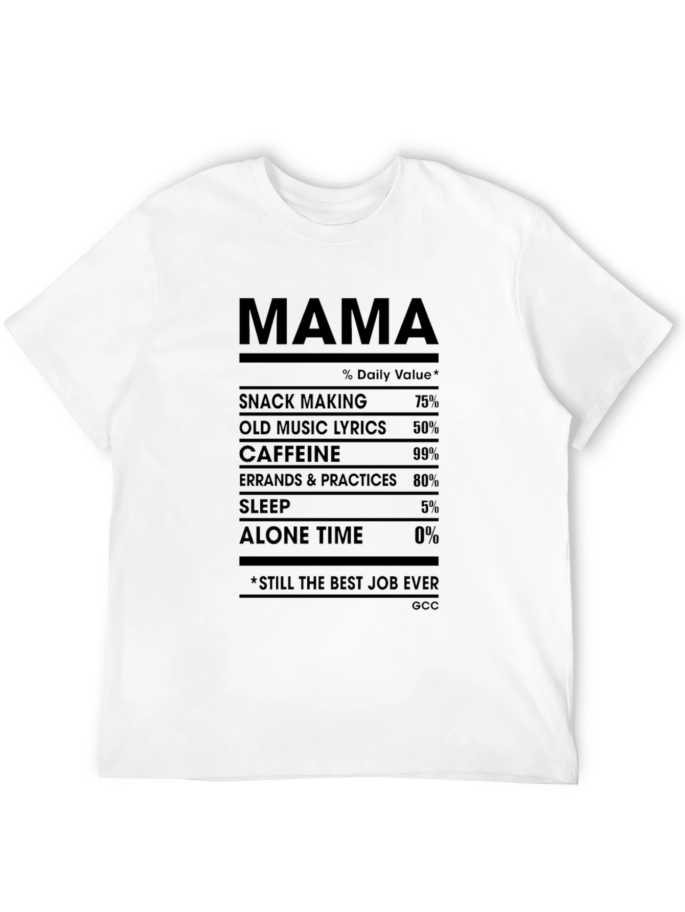 Mama Nutrition Facts Funny Mothers Day T-Shirt