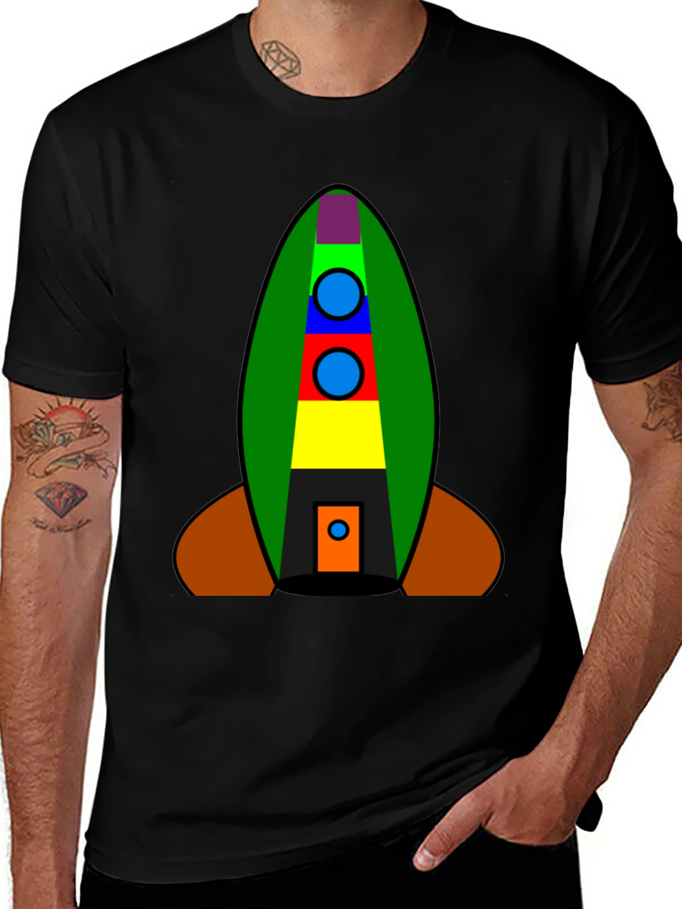 Geometric Rocket Graphic Tee - Bold & Fun Design