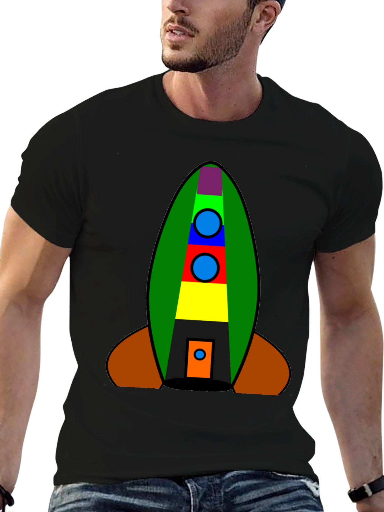 Geometric Rocket Graphic Tee - Bold & Fun Design