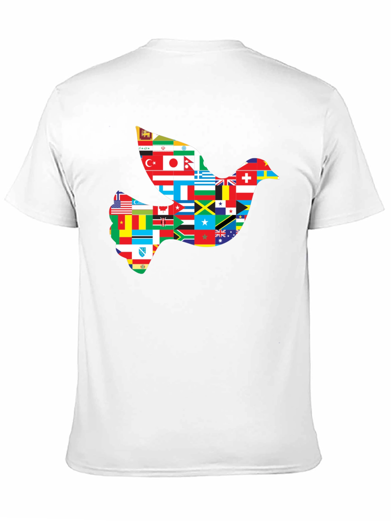 Peace Dove Flags Graphic Tee - Black Cotton Shirt