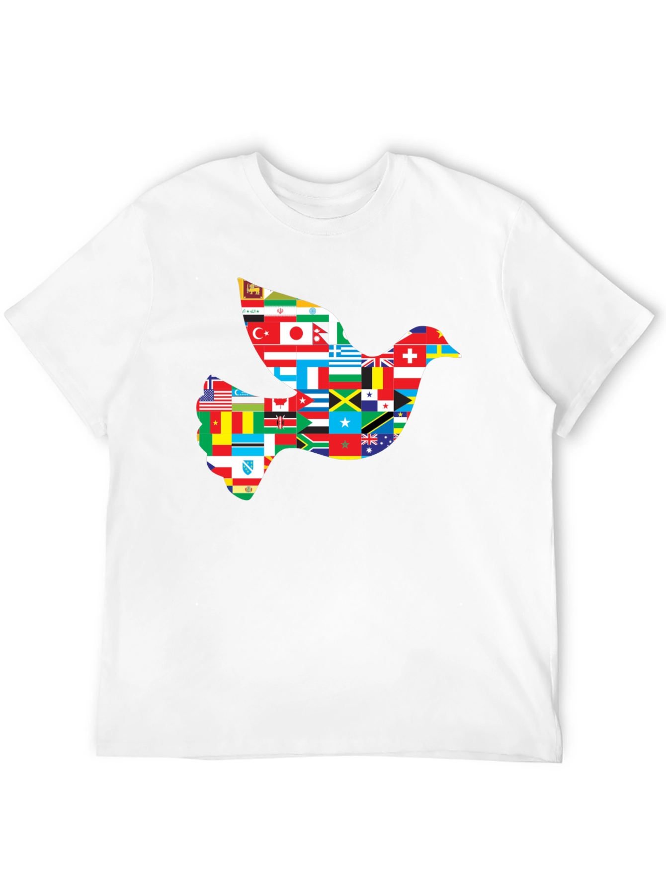 Peace Dove Flags Graphic Tee - Black Cotton Shirt