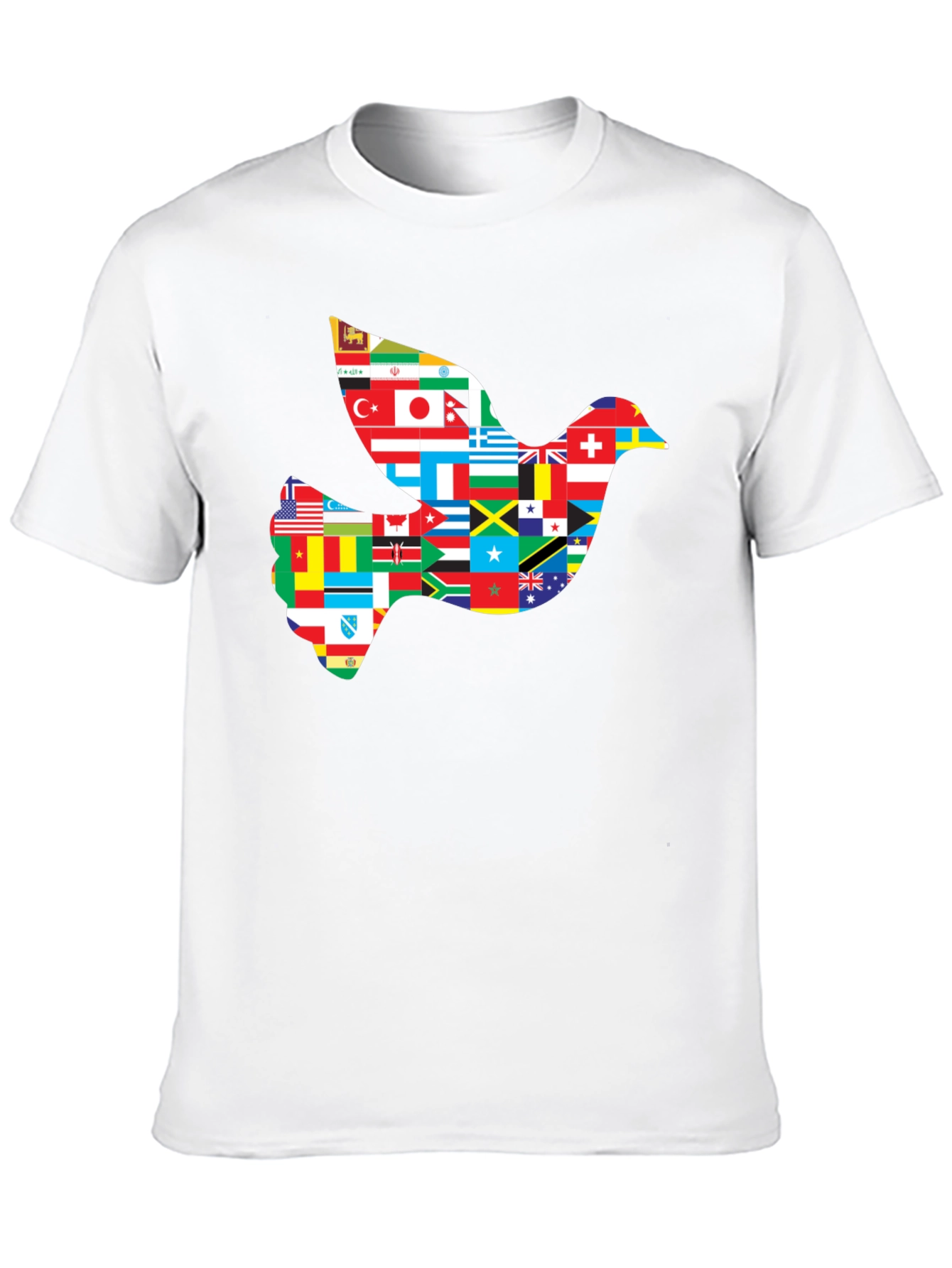 Peace Dove Flags Graphic Tee - Black Cotton Shirt
