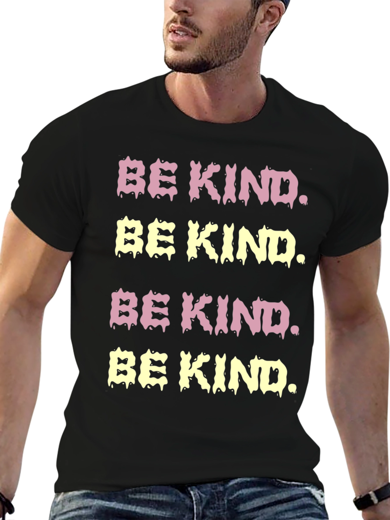 Be Kind Graphic Tee - Black Cotton Casual T-Shirt