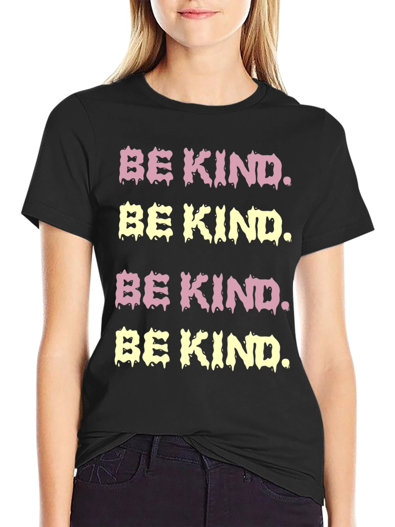 Be Kind Graphic Tee - Black Cotton Casual T-Shirt