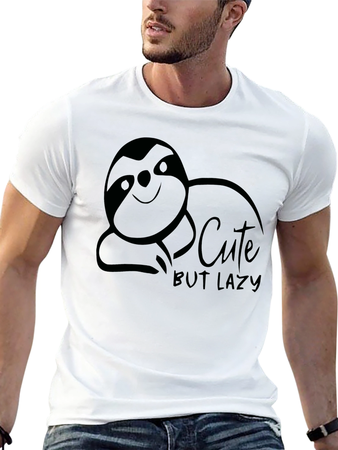 Cute But Lazy Sloth Graphic T-Shirt - Relaxed Fit