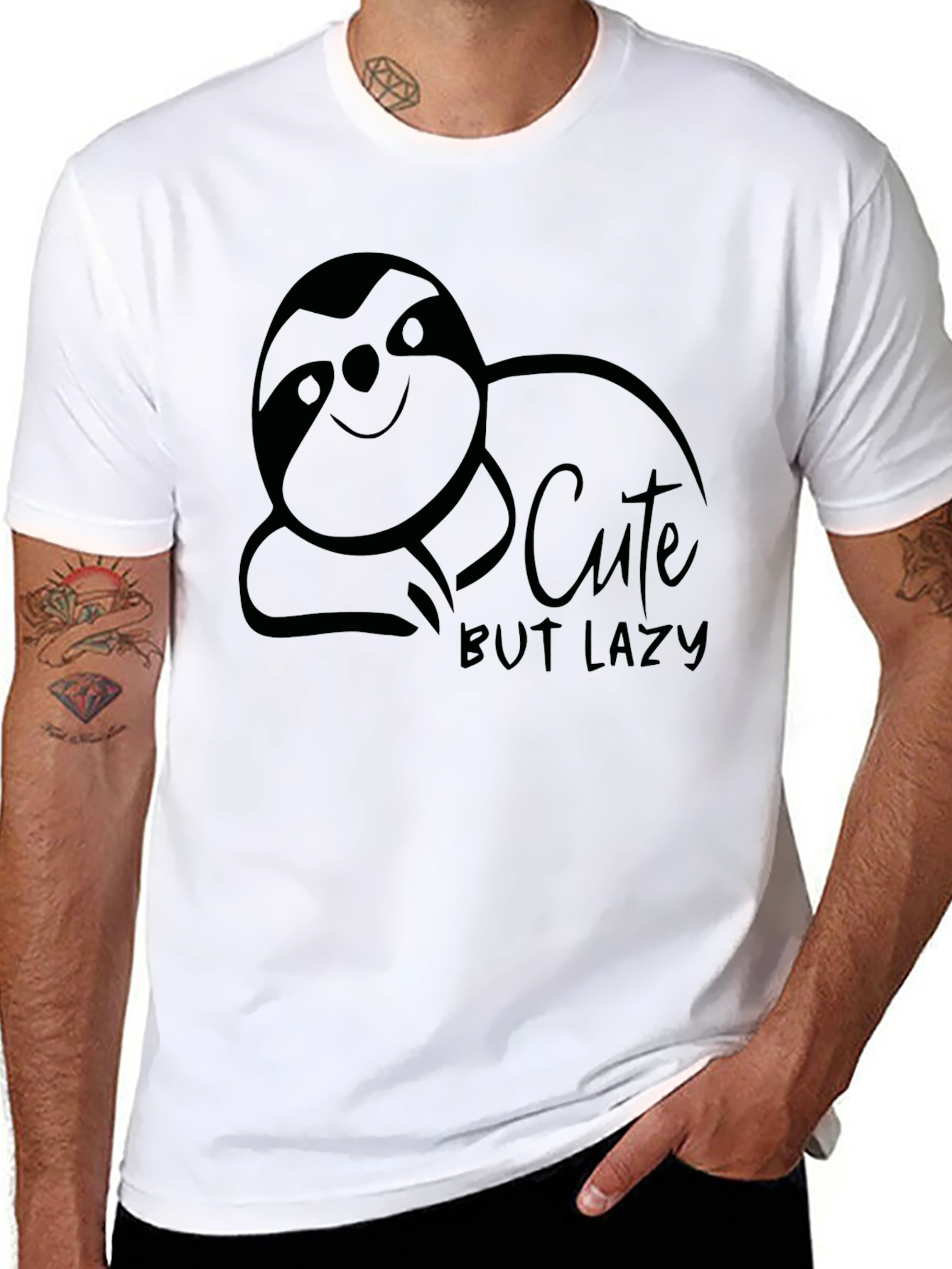 Cute But Lazy Sloth Graphic T-Shirt - Relaxed Fit