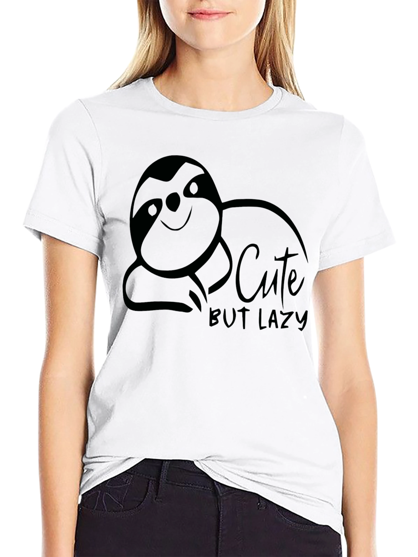 Cute But Lazy Sloth Graphic T-Shirt - Relaxed Fit