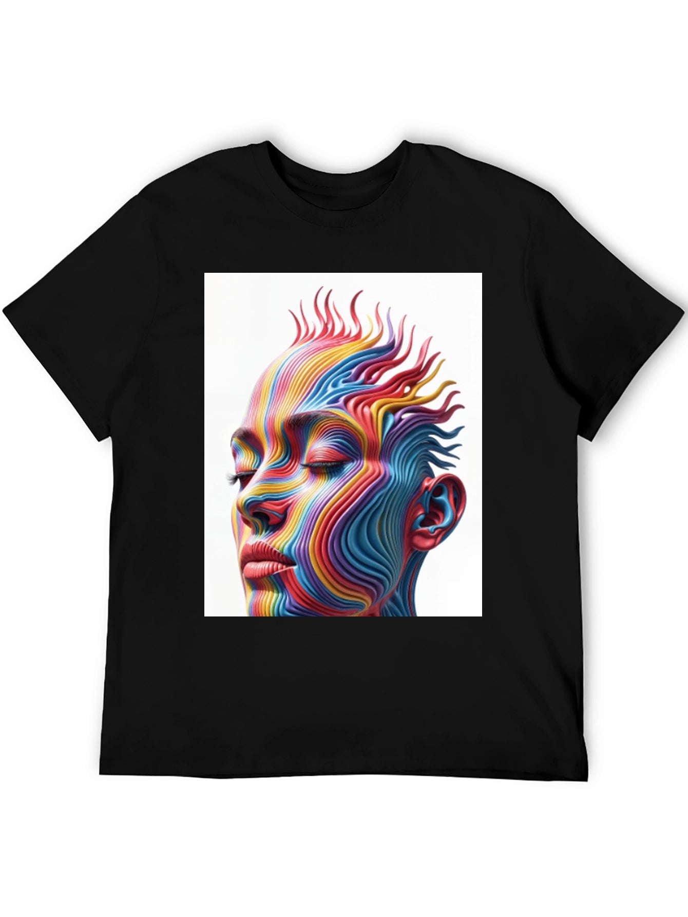 Abstract Rainbow Face Graphic T-Shirt