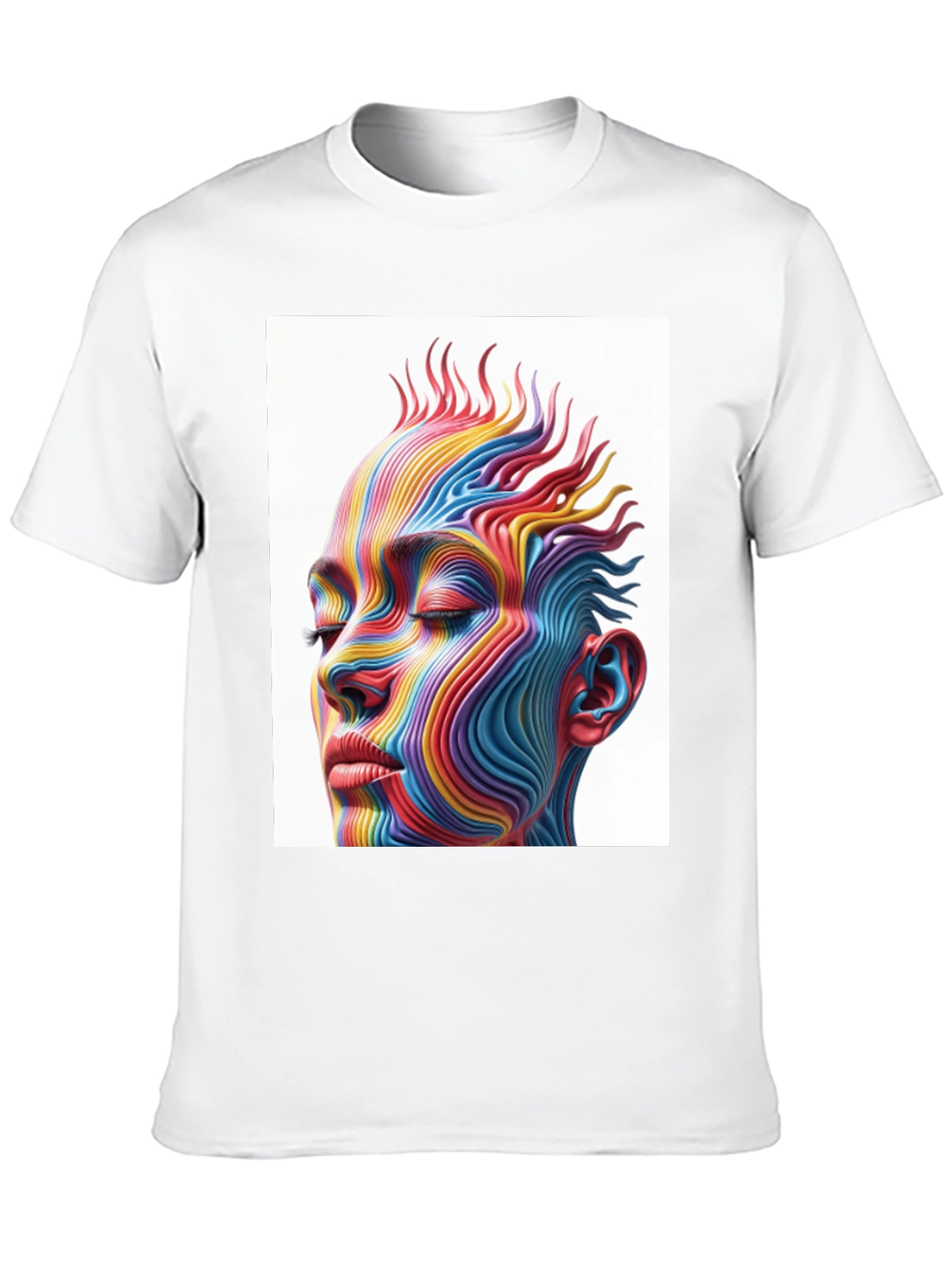 Abstract Rainbow Face Graphic T-Shirt