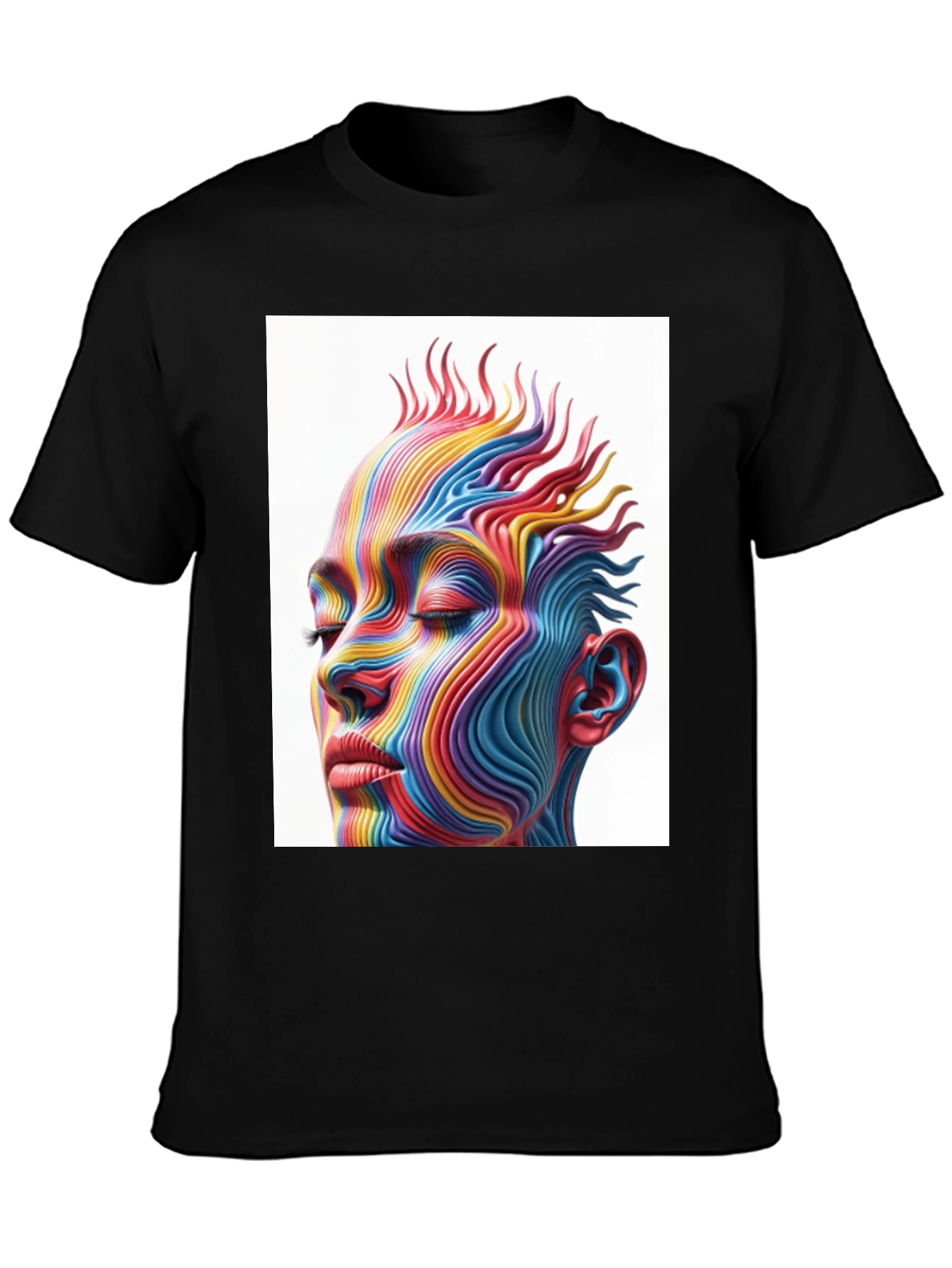 Abstract Rainbow Face Graphic T-Shirt
