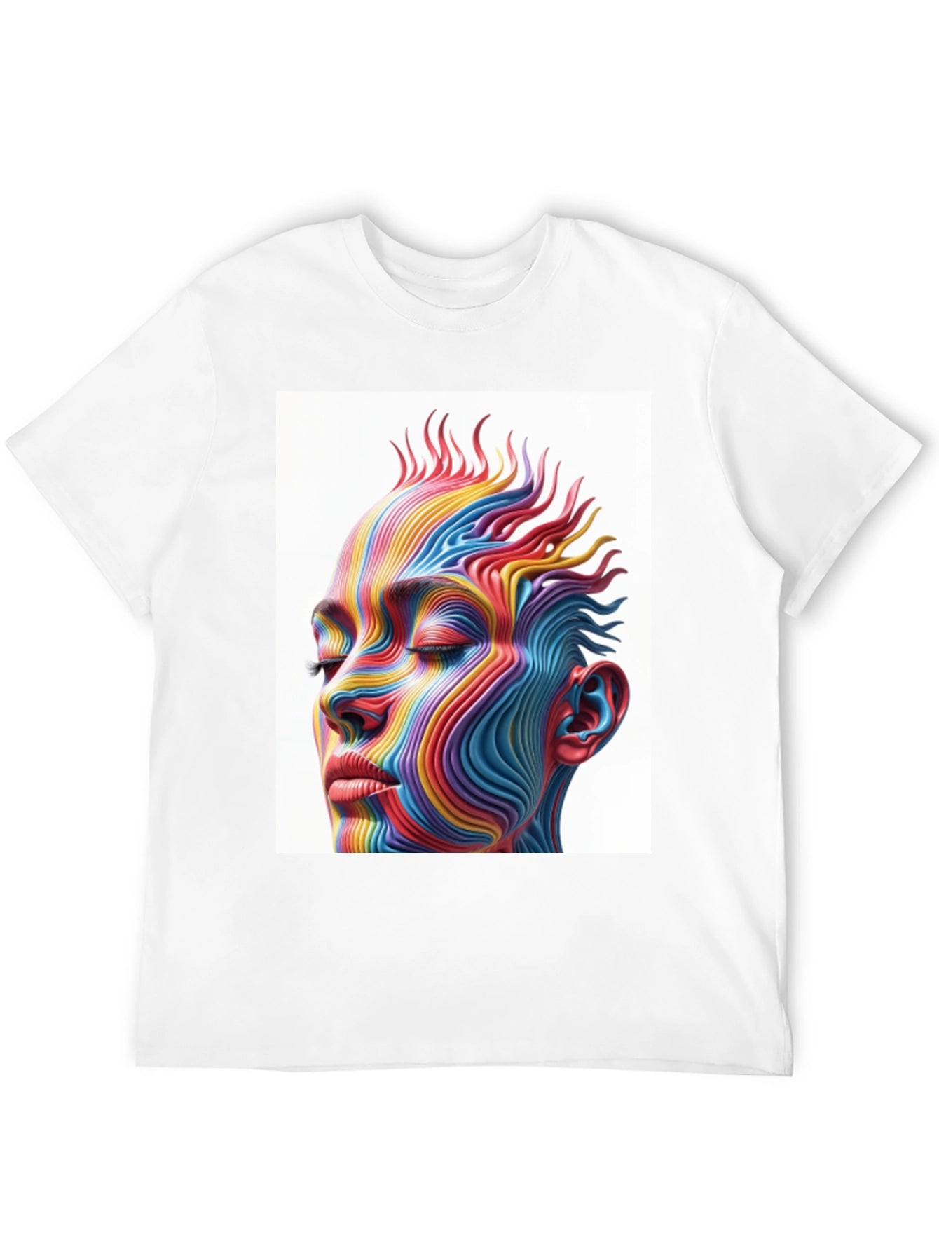 Abstract Rainbow Face Graphic T-Shirt