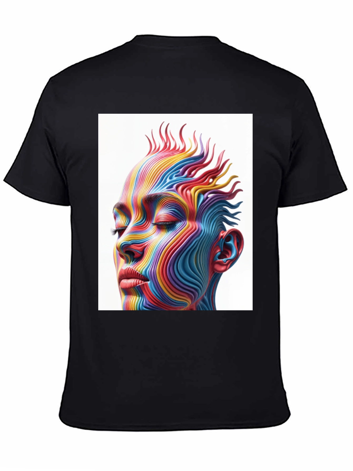 Abstract Rainbow Face Graphic T-Shirt