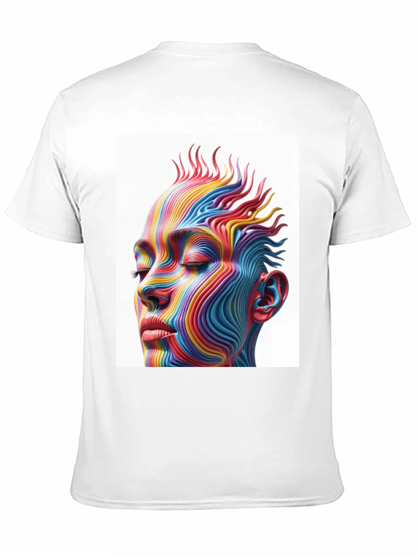 Abstract Rainbow Face Graphic T-Shirt