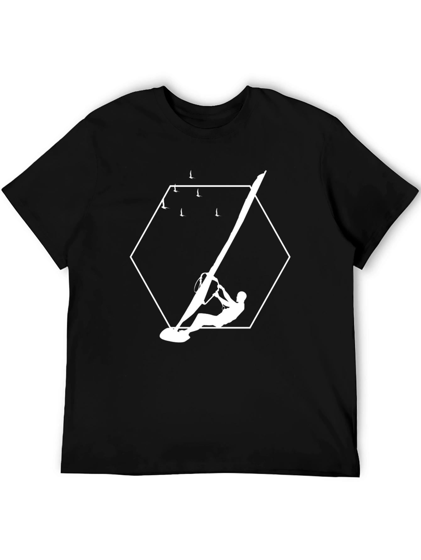 Windsurfer Graphic Tee - Black Cotton T-Shirt