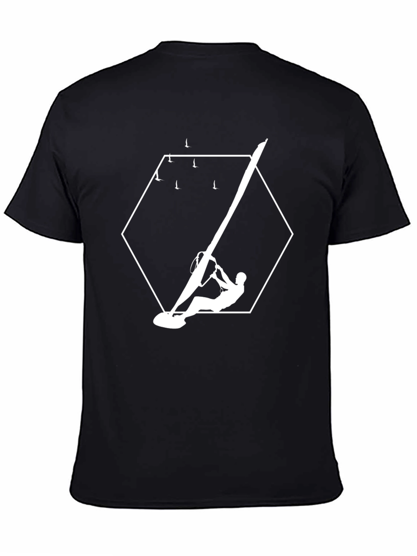 Windsurfer Graphic Tee - Black Cotton T-Shirt