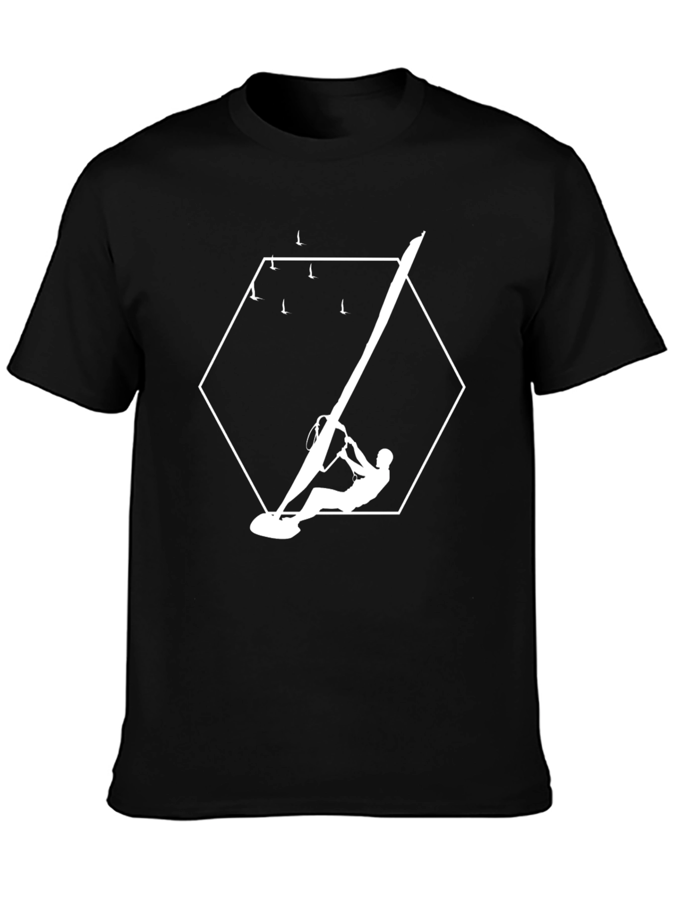 Windsurfer Graphic Tee - Black Cotton T-Shirt