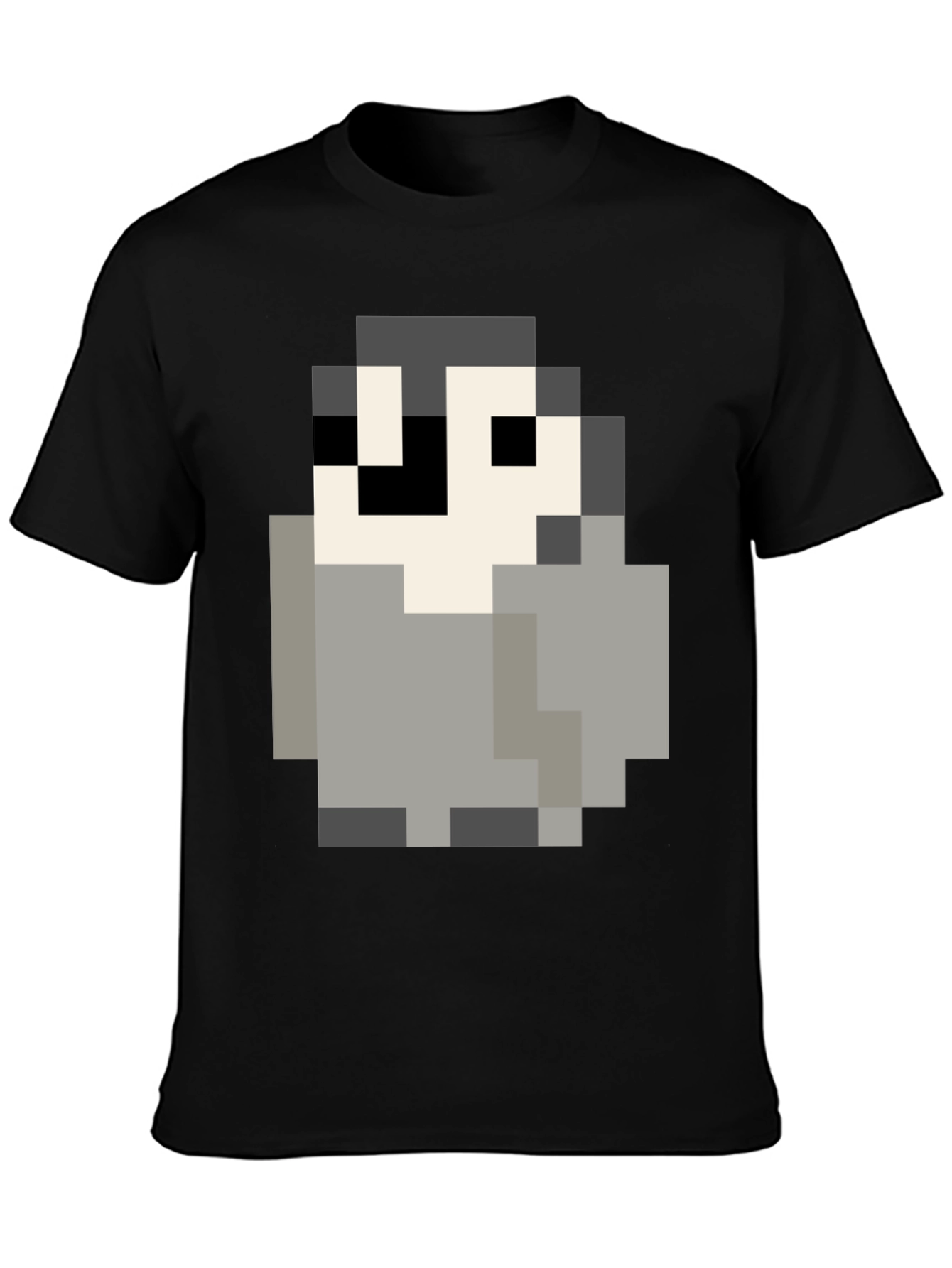 Pixel Art Penguin Graphic Tee - Black