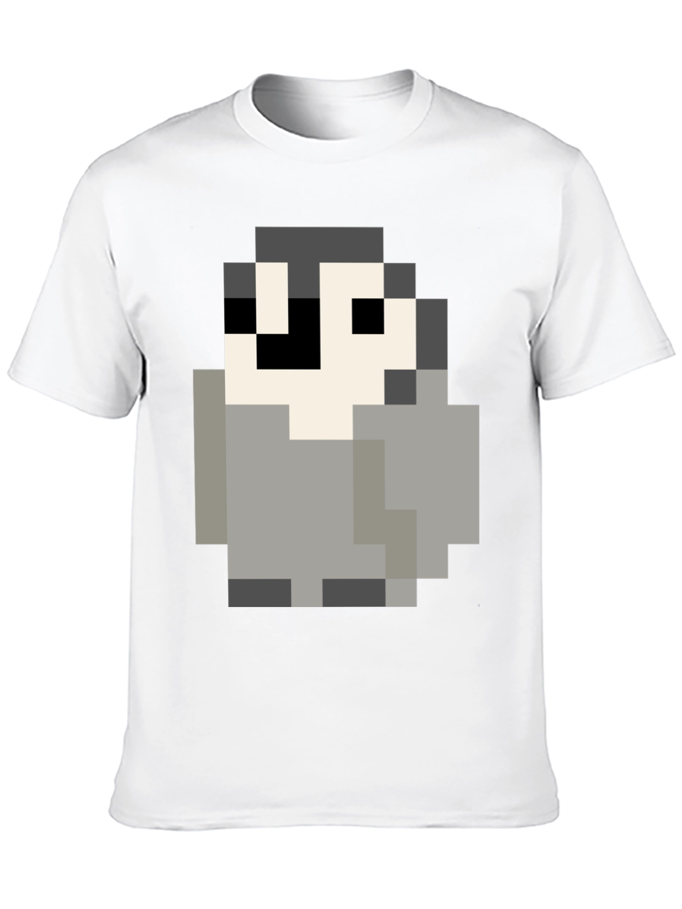 Pixel Art Penguin Graphic Tee - Black