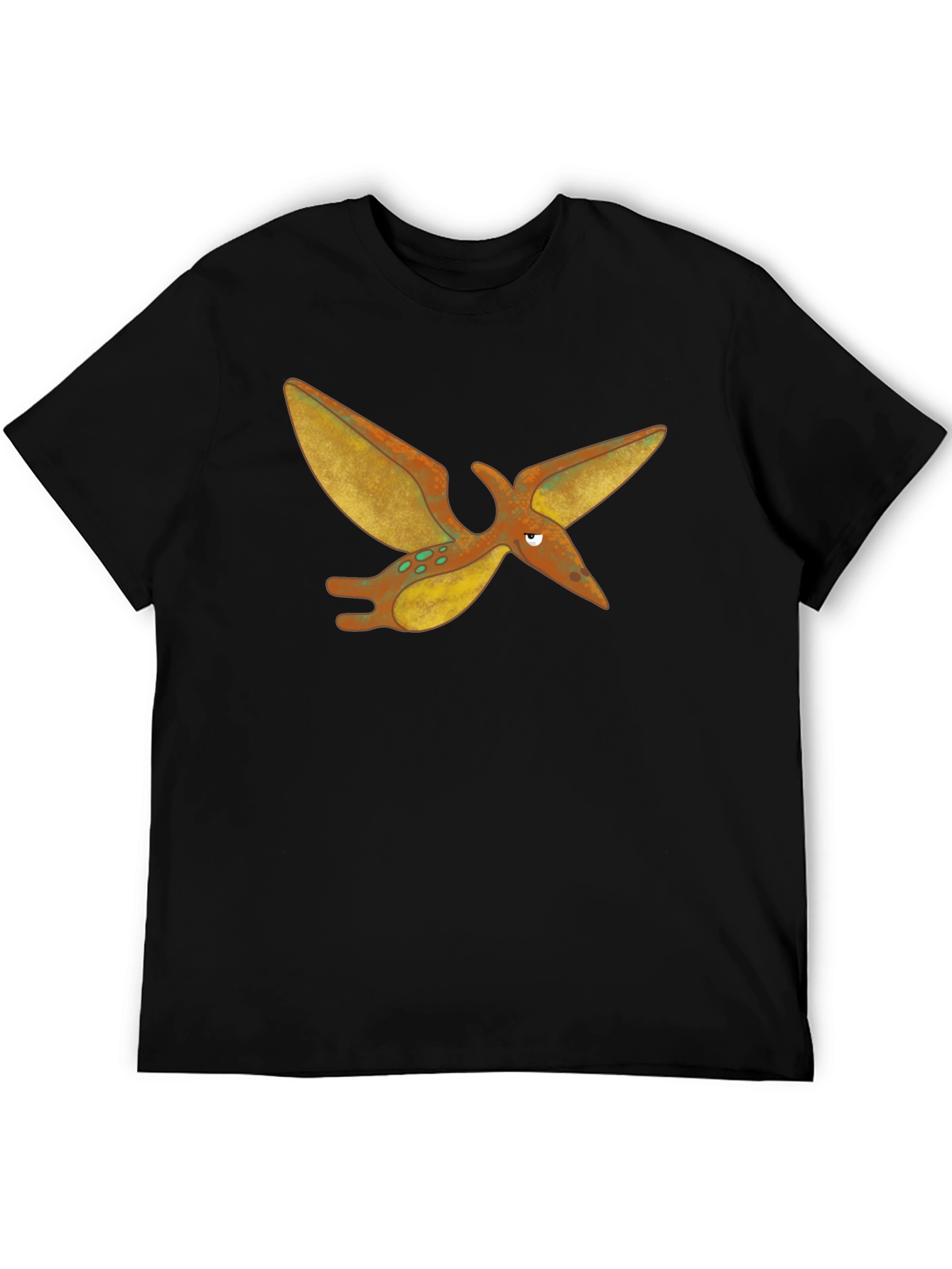 Cartoon Pterodactyl Black T-Shirt