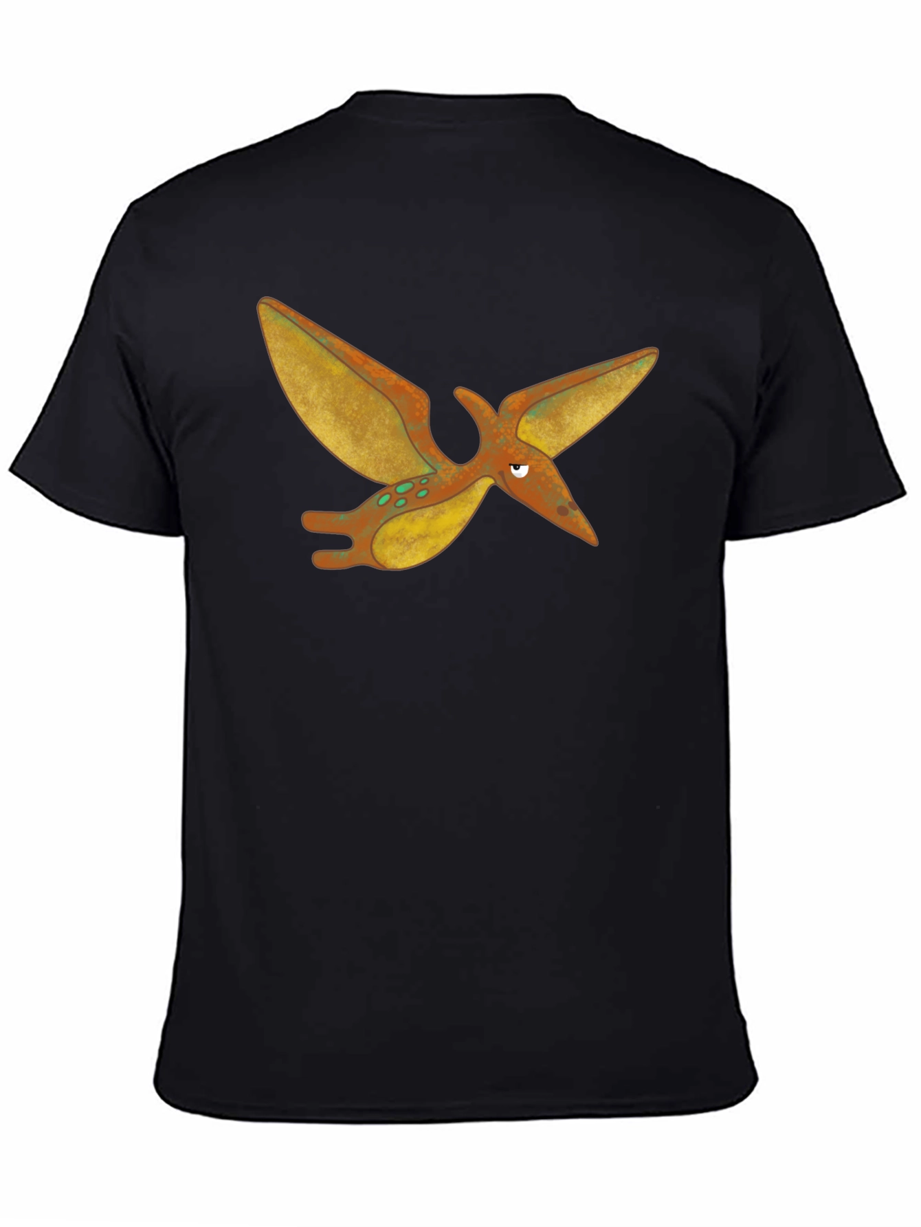 Cartoon Pterodactyl Black T-Shirt