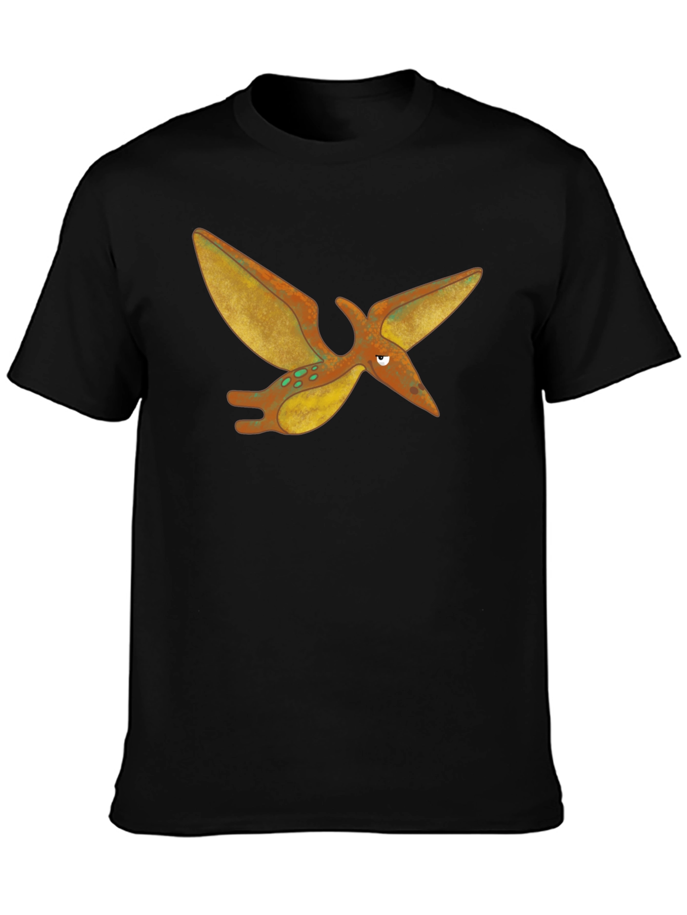 Cartoon Pterodactyl Black T-Shirt