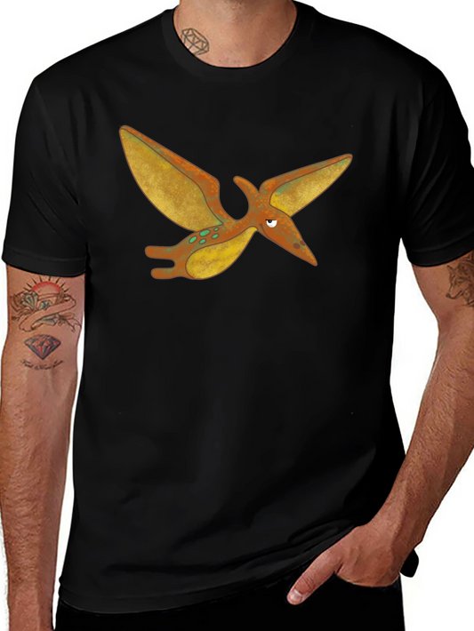 Cartoon Pterodactyl Black T-Shirt