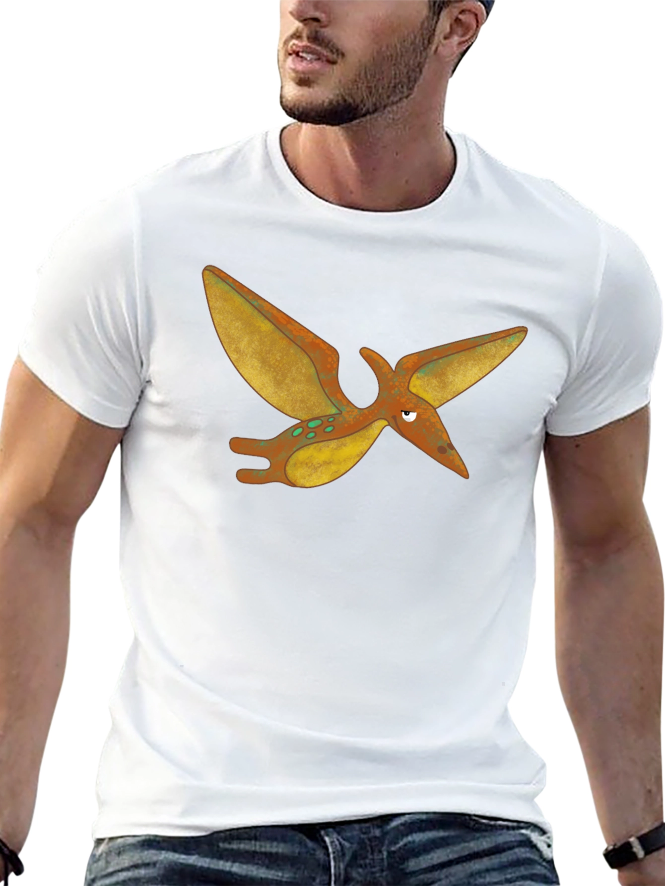 Cartoon Pterodactyl Black T-Shirt