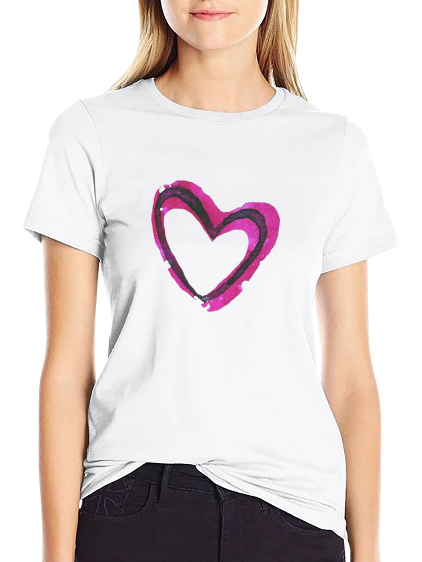 Heart Print Black Tee