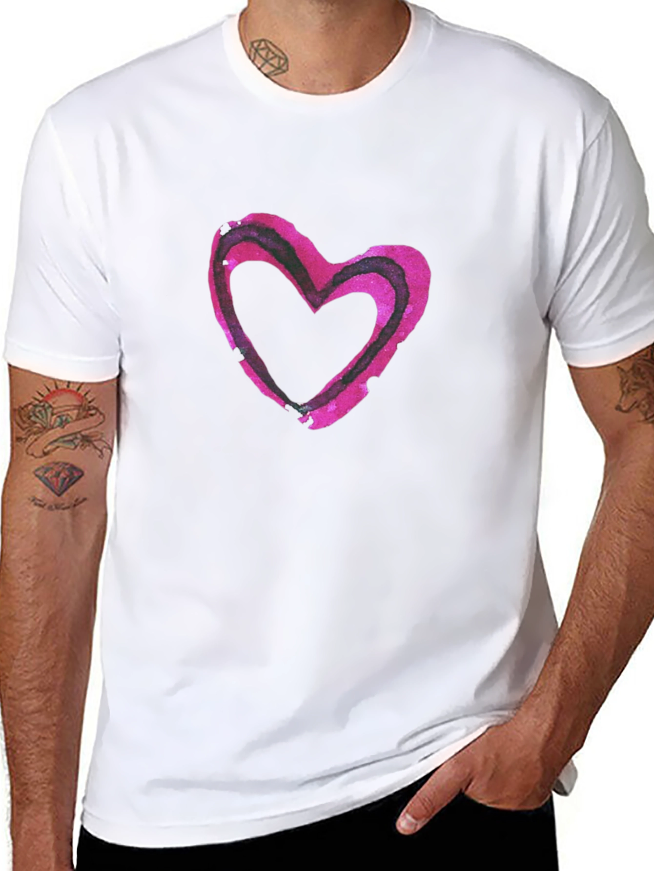 Heart Print Black Tee