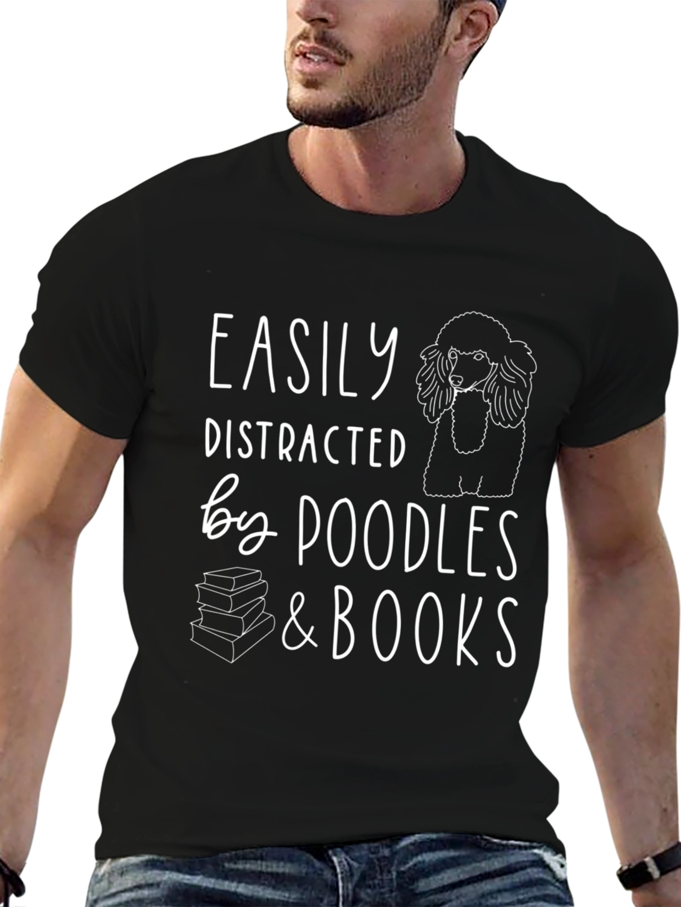 Easily Distracted By Poodles & Books T-Shirt