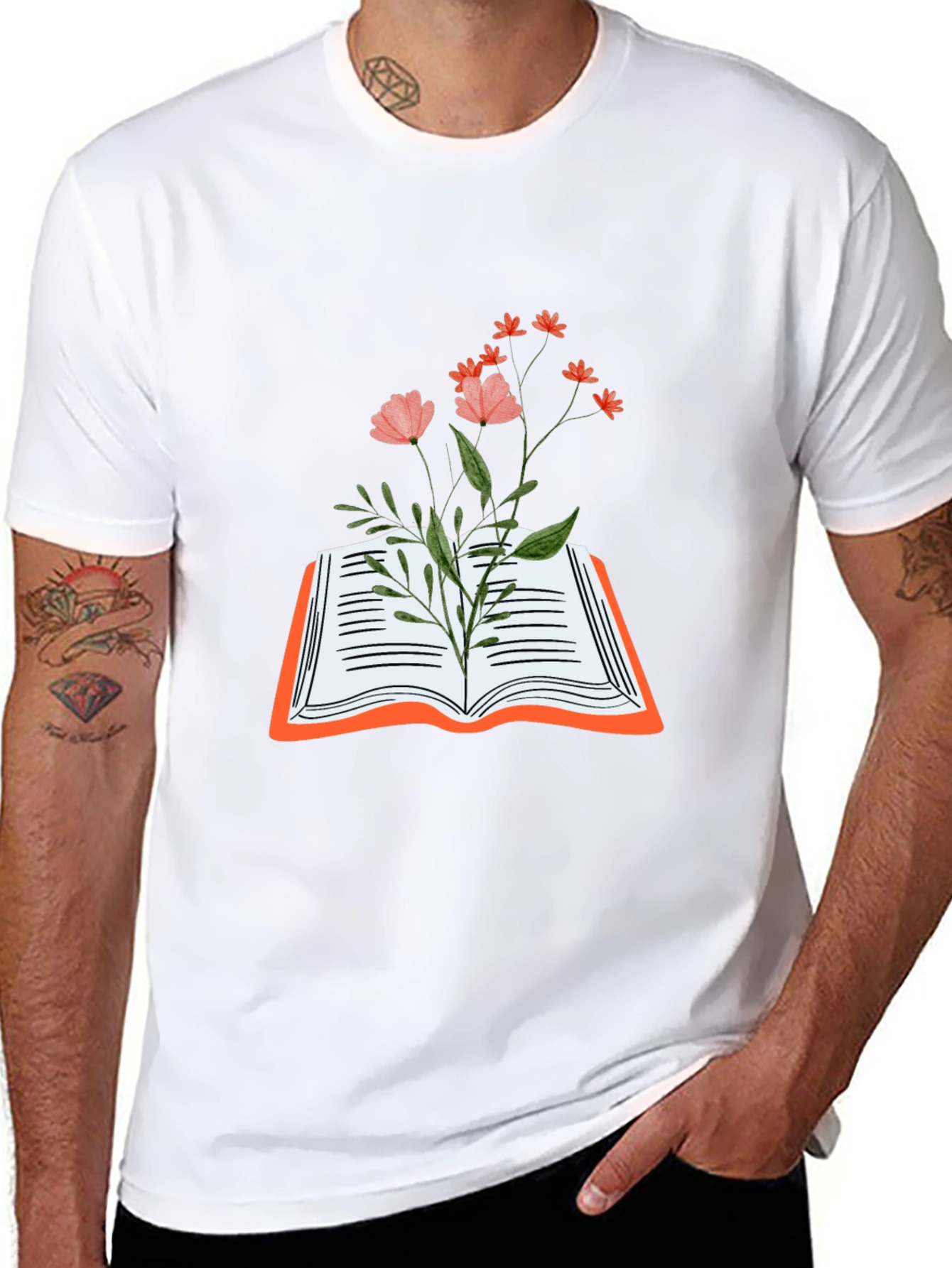 Floral Book Graphic Tee - Stylish and Unique