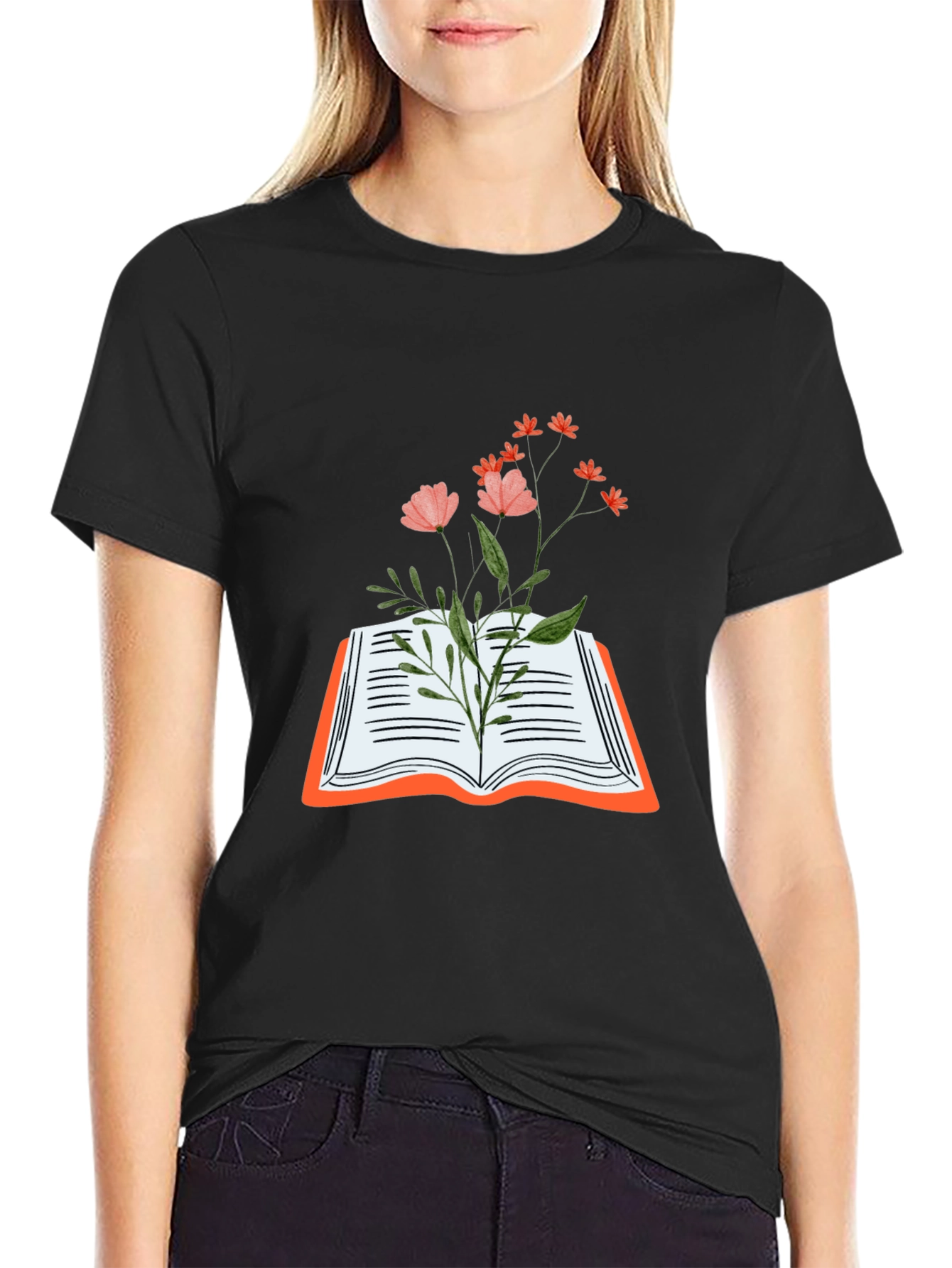 Floral Book Graphic Tee - Stylish and Unique