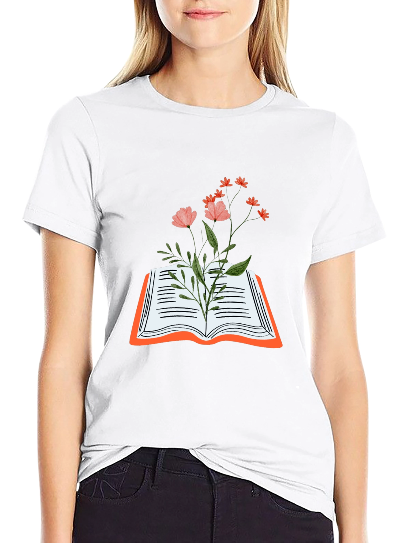Floral Book Graphic Tee - Stylish and Unique