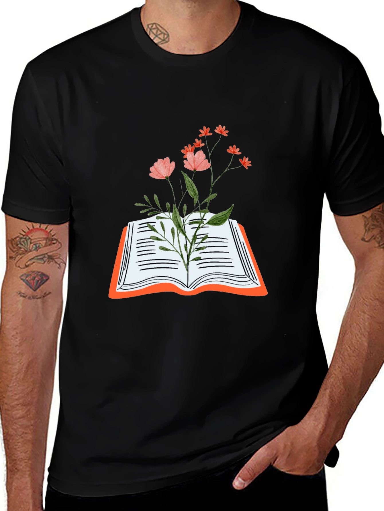 Floral Book Graphic Tee - Stylish and Unique
