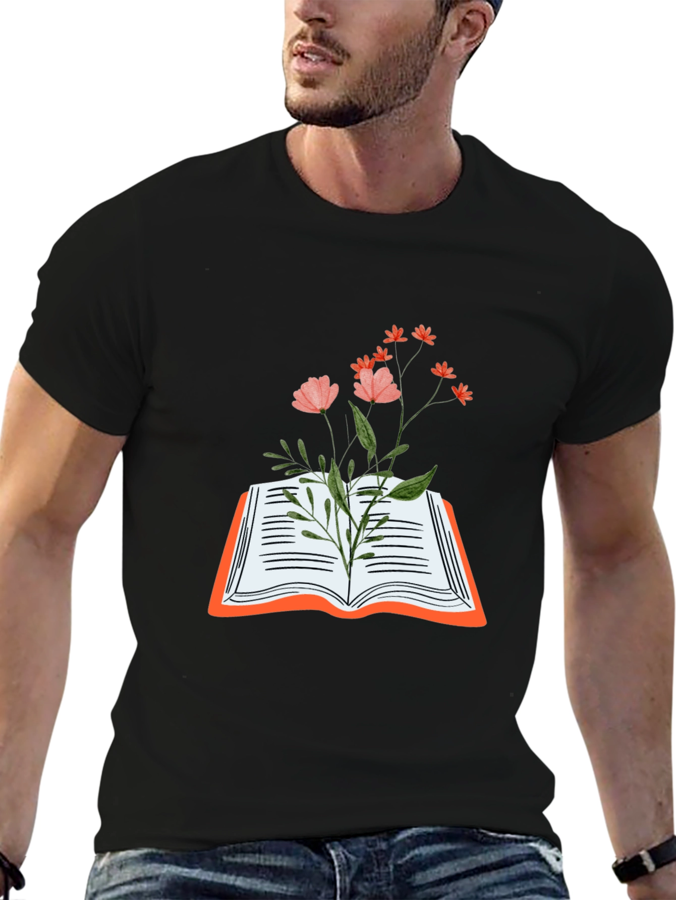 Floral Book Graphic Tee - Stylish and Unique