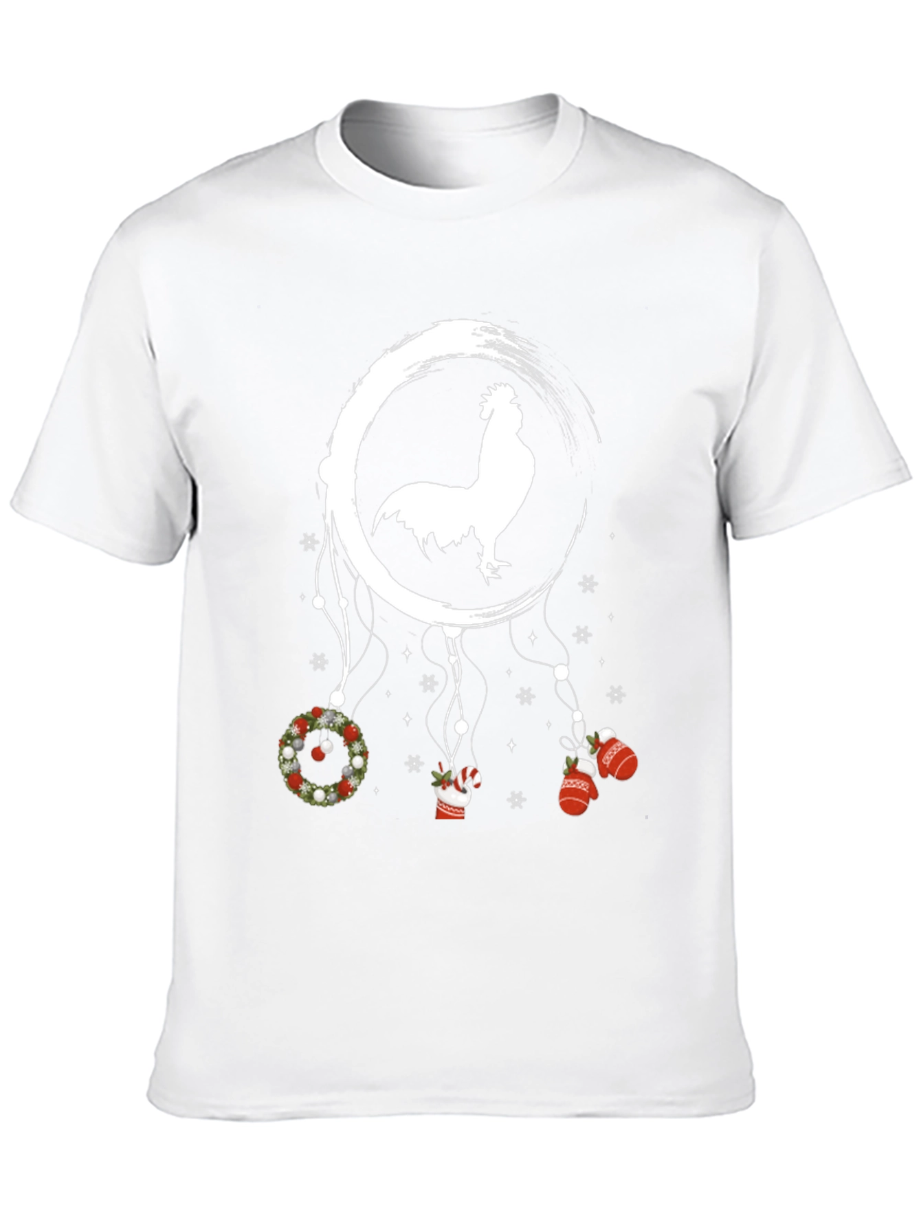 Festive Rooster Dreamcatcher Graphic Tee - Christmas