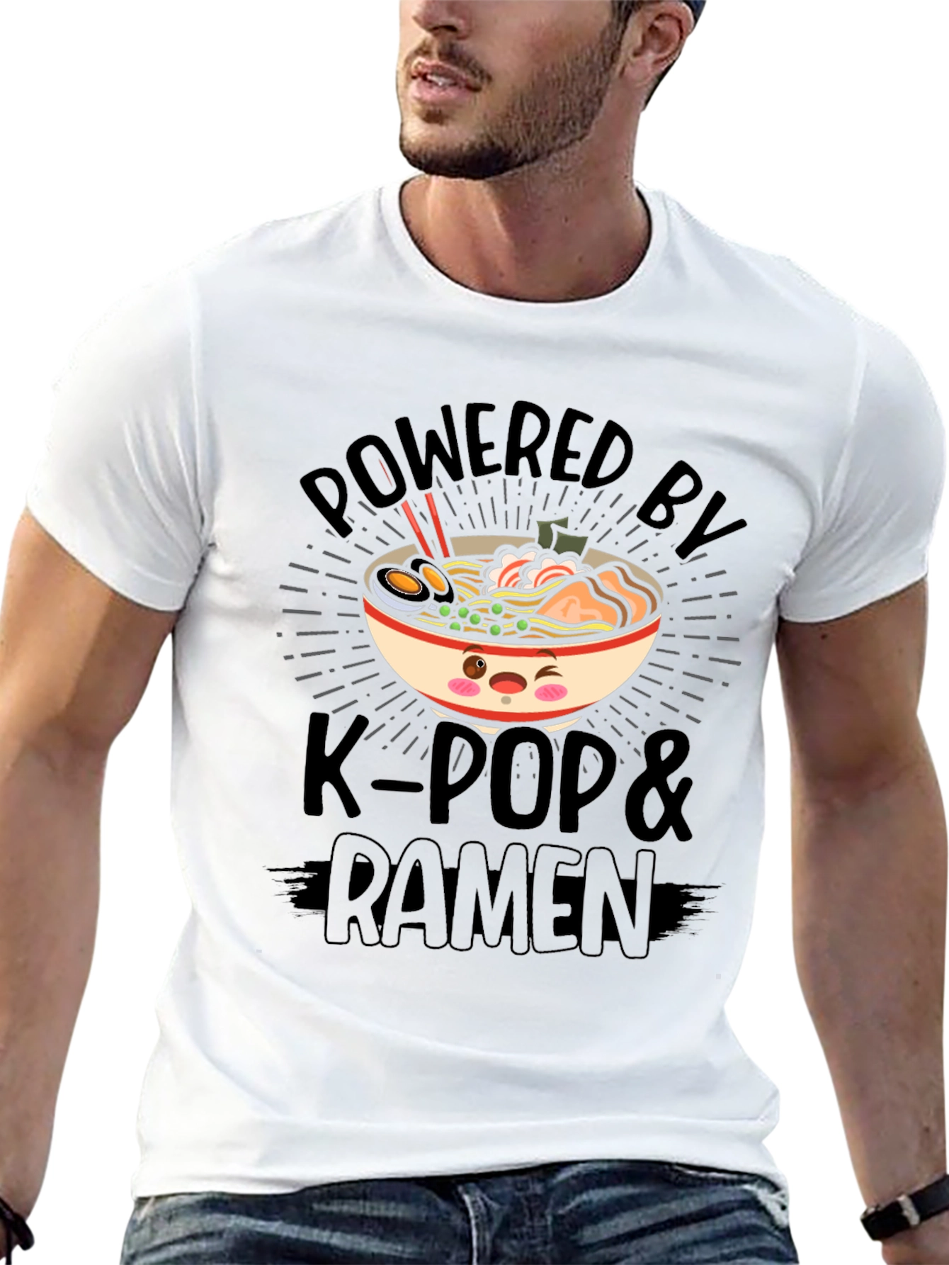Powered By K-Pop & Ramen Black T-Shirt