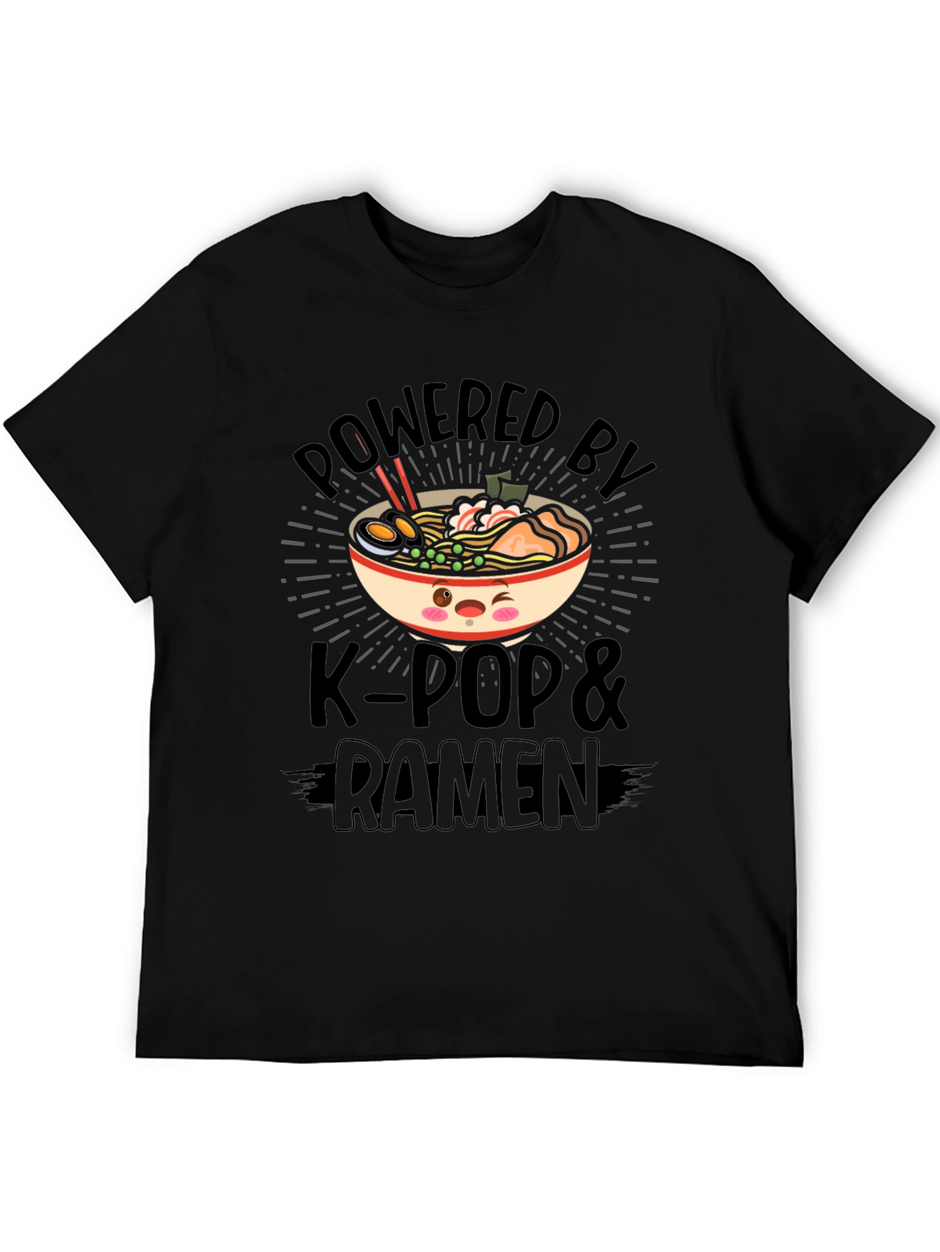 Powered By K-Pop & Ramen Black T-Shirt