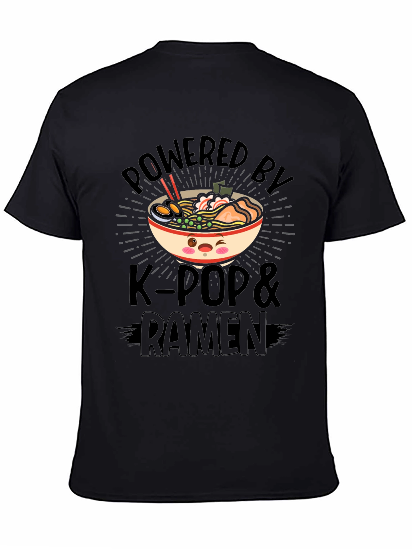 Powered By K-Pop & Ramen Black T-Shirt