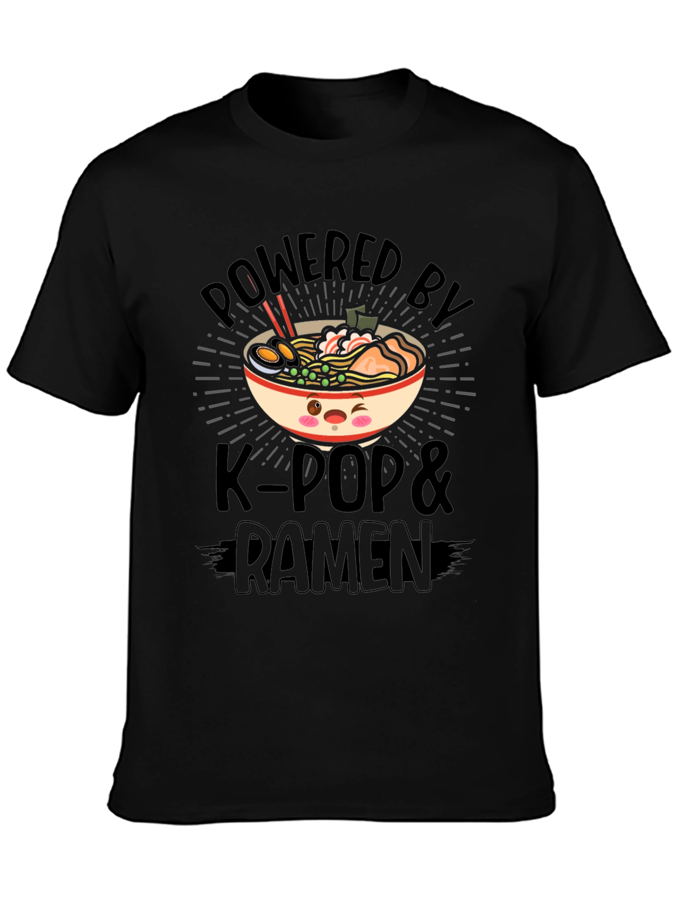 Powered By K-Pop & Ramen Black T-Shirt