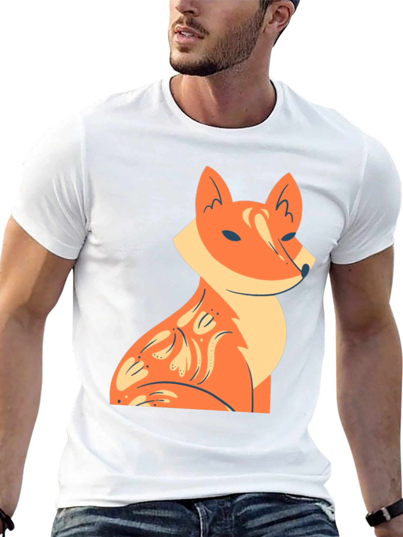 Fox Graphic Tee - Stylish Black Cotton T-Shirt