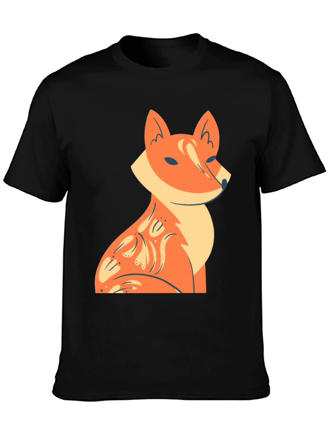 Fox Graphic Tee - Stylish Black Cotton T-Shirt