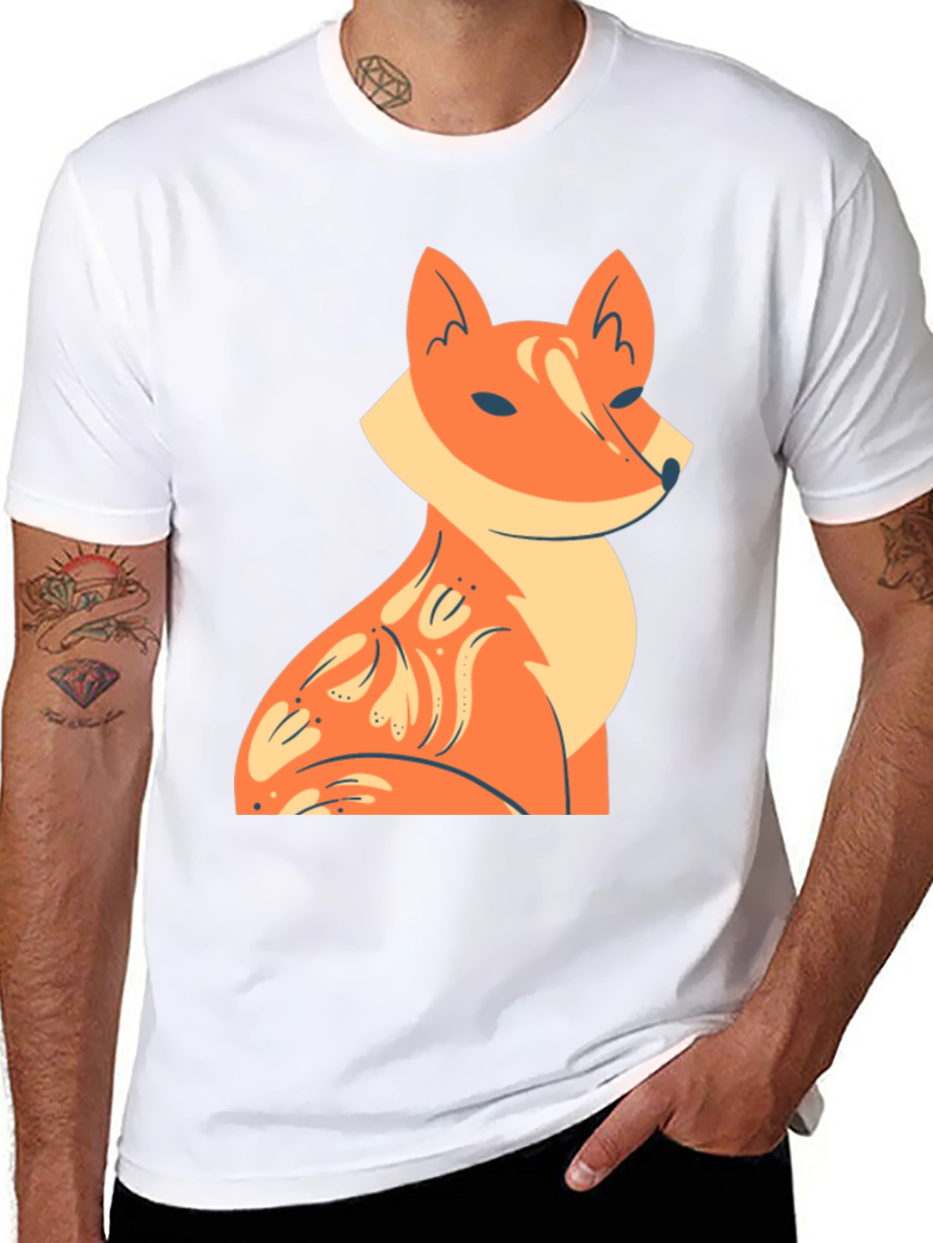 Fox Graphic Tee - Stylish Black Cotton T-Shirt