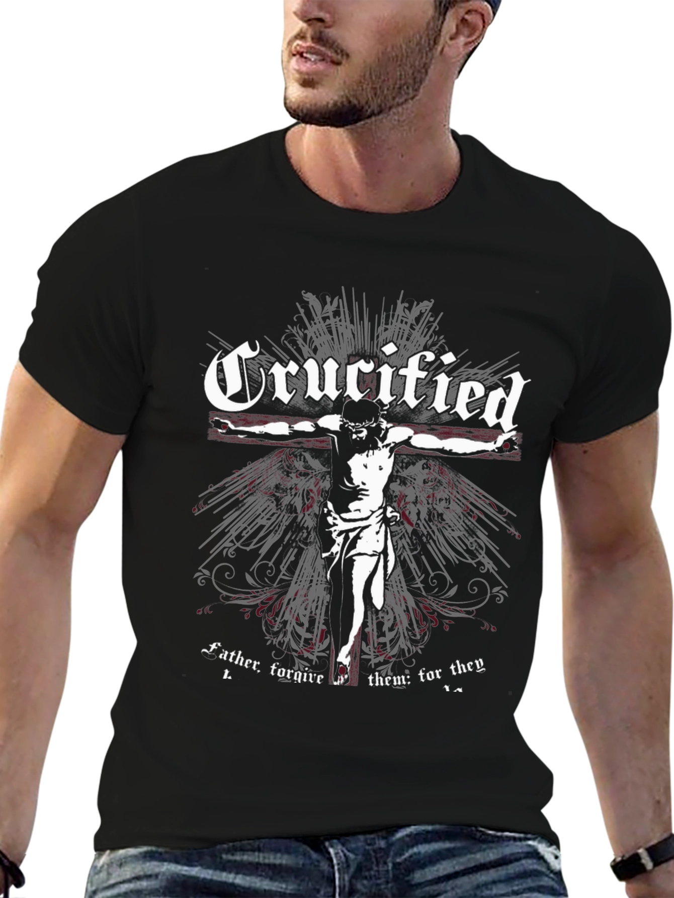 Crucified Graphic Tee - Black Religious T-Shirt